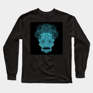 dark blue catrina calavera ecopop Long Sleeve T-Shirt